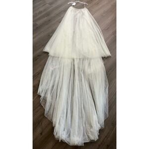 Martina Liana Odette SQ Ivory Sequin Tulle Bridal Overskirt WeddingTrain Sz 12